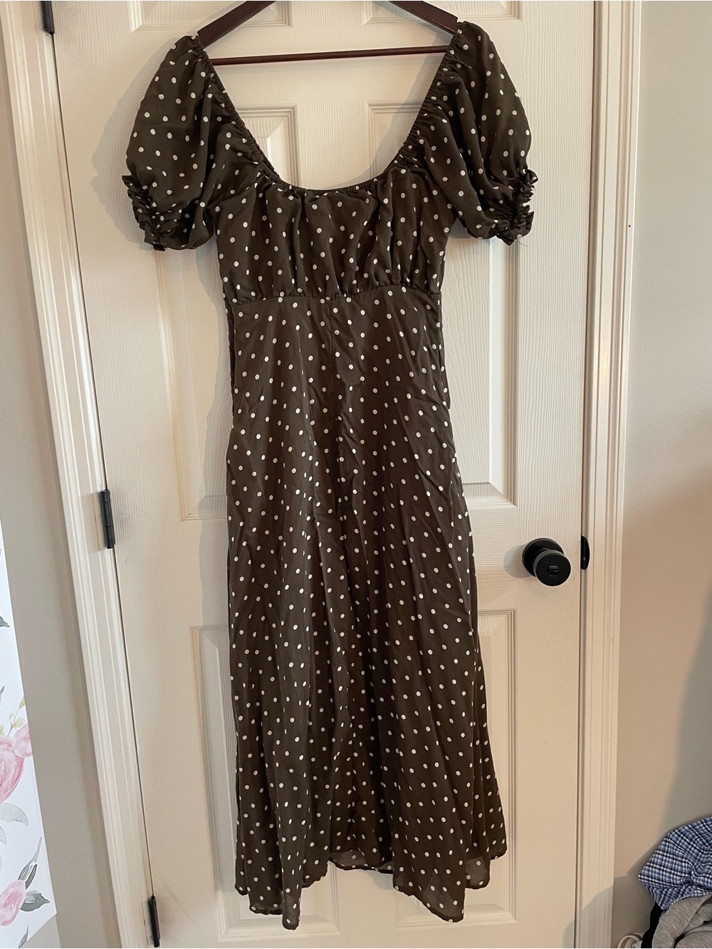 By Together Brown Polka Dot Sweetheart Midi Dress Small - Picture 7 of 8